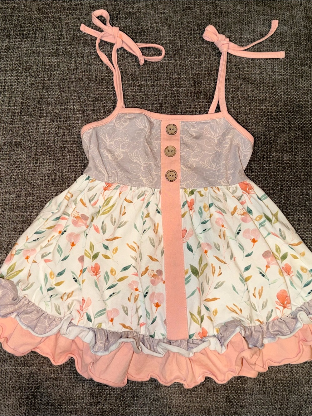 cheeky plum Girls Floral Tie-Strap Sundress in Pink and Cream